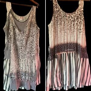 Leopard Print Striped Grunge Sleaze Kamana Layered Shirt Dress